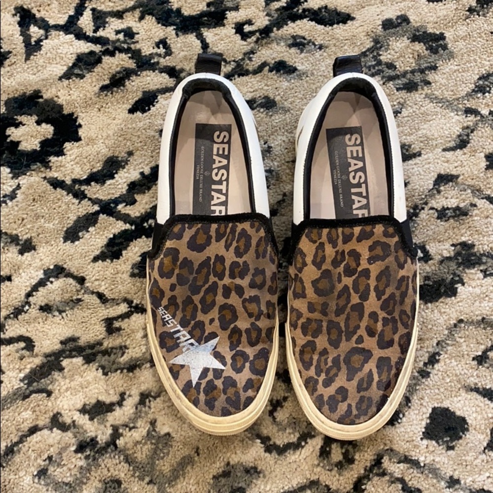 Golden Goose cheetah slip on sneakers